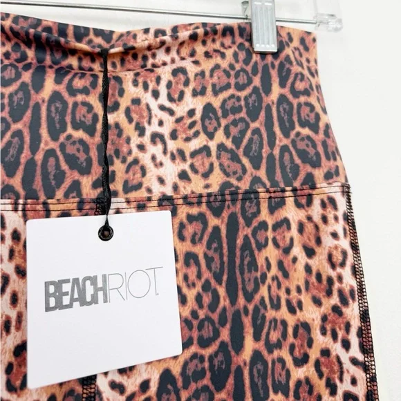 Beach Riot Leopard Leggings High Rise White Side Stripe Size Medium NWT - Picture 3 of 7